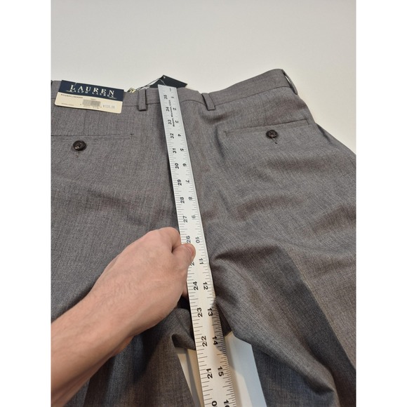 Lauren Ralph Lauren Dress Pants Mens 31x36 Gray Wool Pleated Lined NWT Unhemmed - Picture 10 of 15